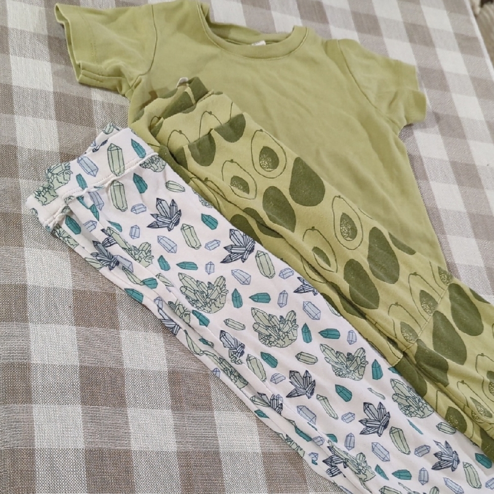 2T Kate Quinn- Green T-shirt with Avocado and Crystal Print Pants Bundle/Set